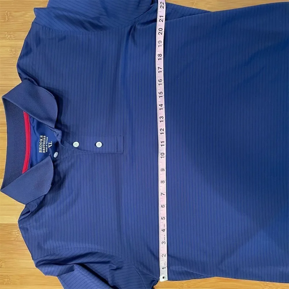 Brooks Brothers Men's XL Blue Striped Short Sleeve Polo Shirt Casual